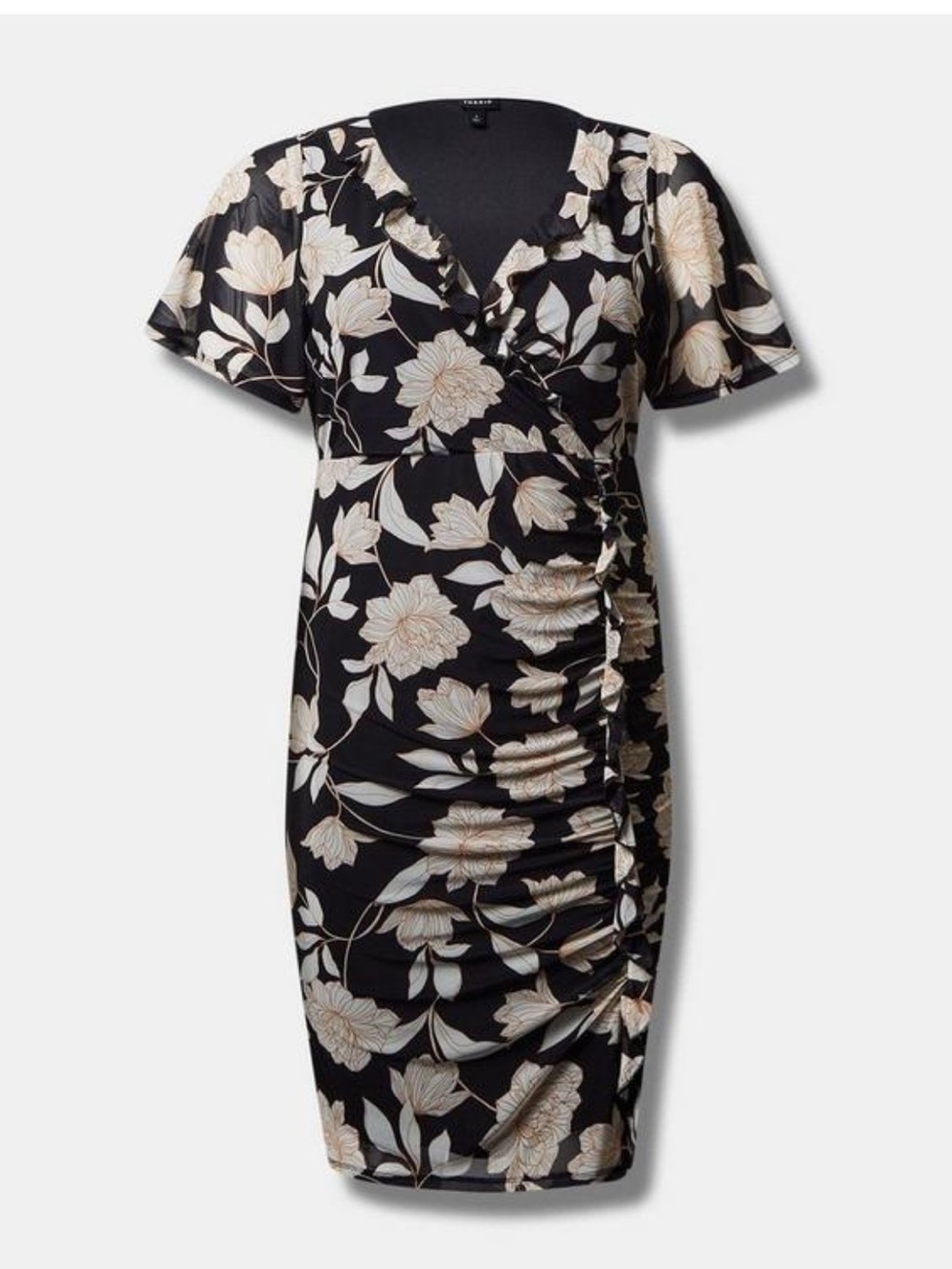 Vero Moda Black Floral Ruched Midi Dress-NWT-size 2x -Torrid